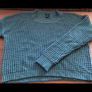 Rue21 Cropped Waffle Weave Sweater in Teal